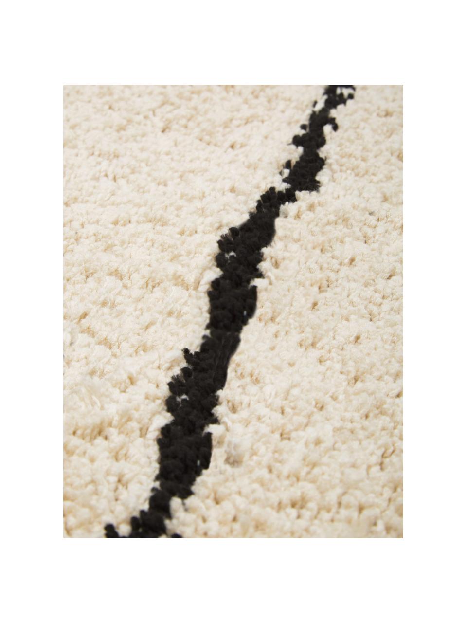 Alfombra artesanal Dunya, Parte superior: 100% poliéster, Reverso: 100% algodón, Beige, negro, An 300 x L 400 cm