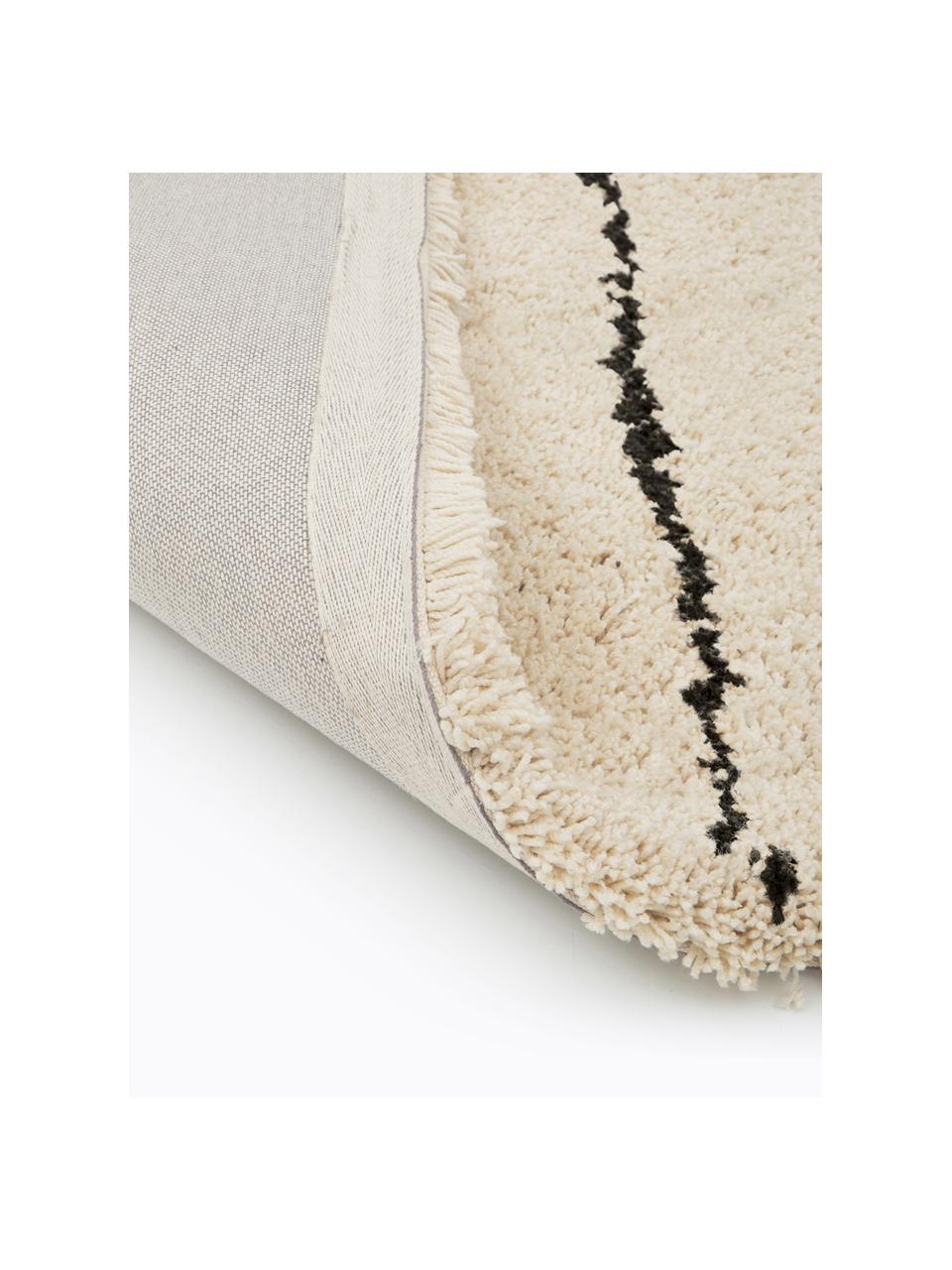 Flauschiger Hochflor-Teppich Dunya, handgetuftet, Flor: 100% Polyester, Beige, Schwarz, B 300 x L 400 cm