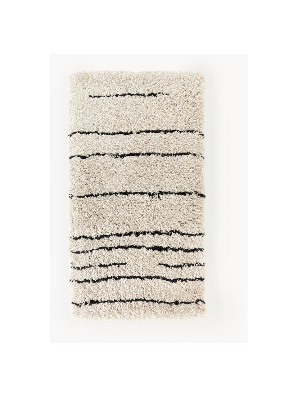 Pluizig hoogpolig vloerkleed Dunya, handgetuft, Onderzijde: 100% katoen Het in dit pr, Beige, zwart, B 300 x L 400 cm