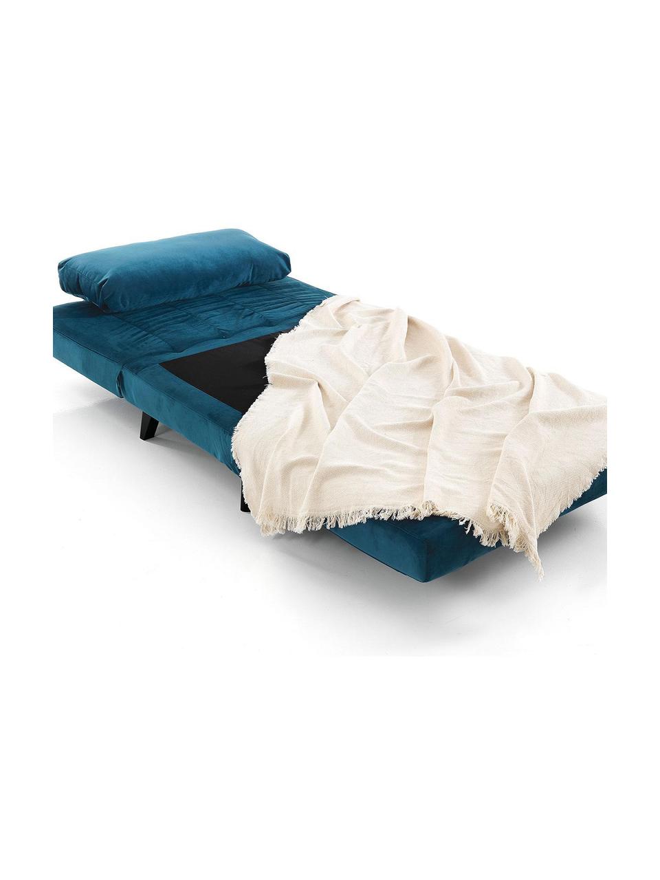 Sillón cama Laguna, Tapizado: terciopelo de microfibra, Patas: madera maciza, Azul, negro, An 100 x F 85 cm
