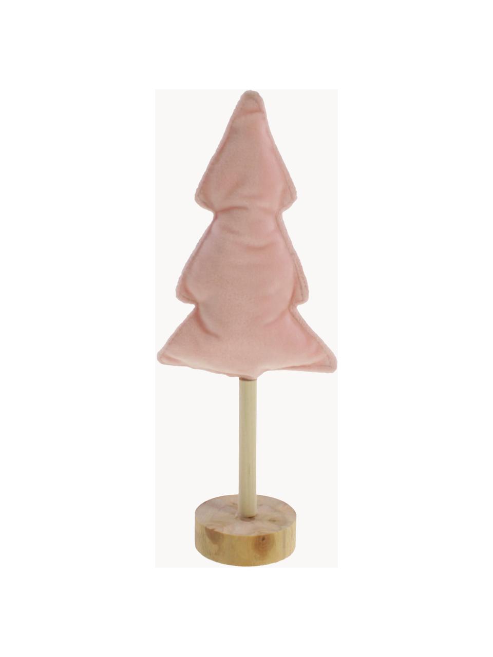 Albero decorativo in velluto Mikka, Piede: legno, Rosa antico, legno, Larg. 11 x Alt. 27 cm