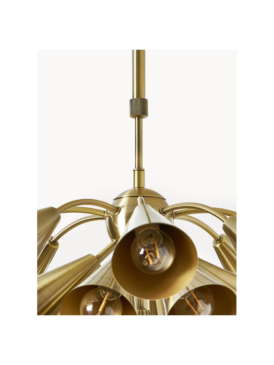 Lampa wisząca z metalu Arturo, Metal, Odcienie złotego, Ø 53 x W 93 cm