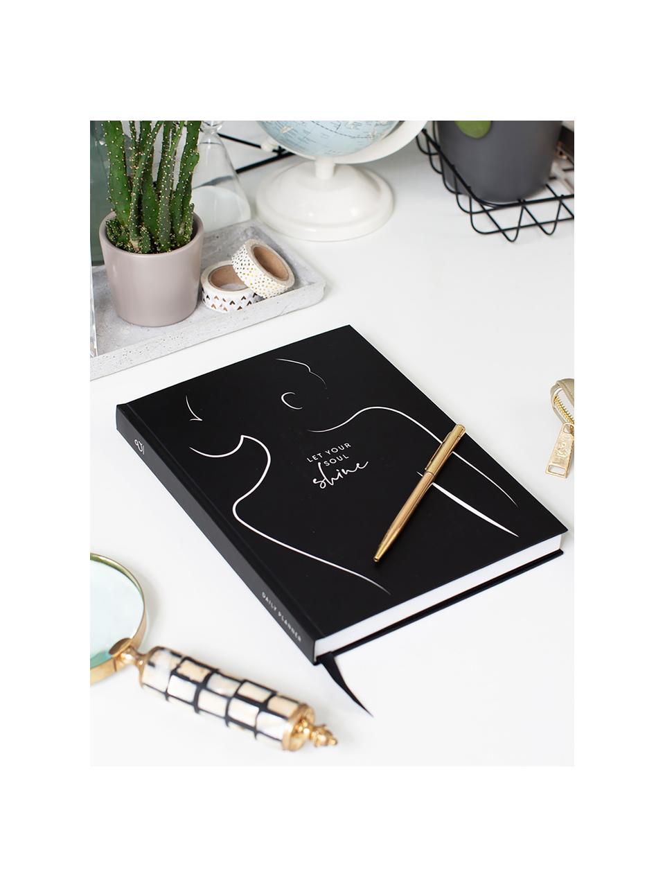 Agenda Daily Planner, Papier, Noir, blanc, larg. 18 x haut. 24 cm