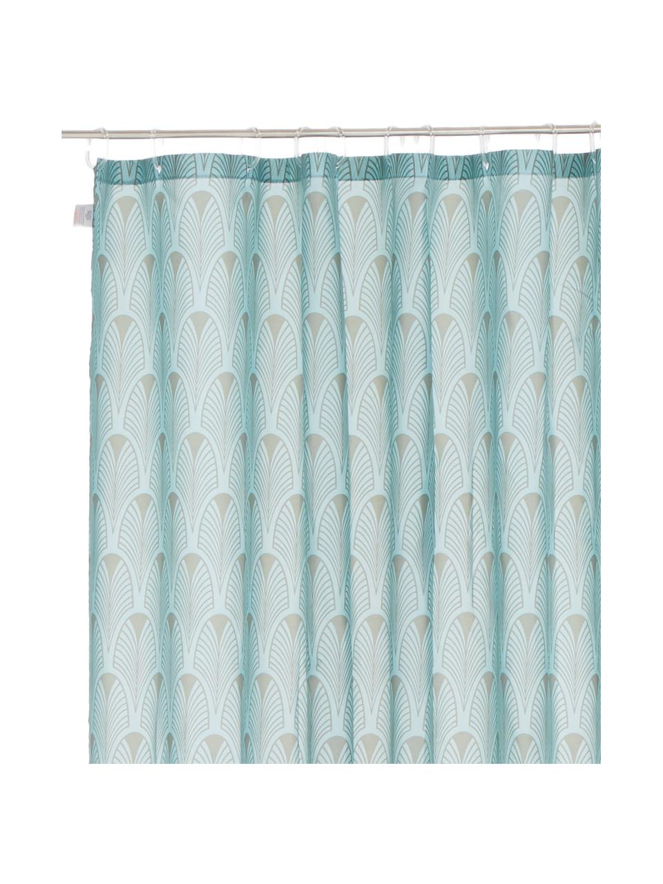 Tenda da doccia con motivo Art Deco Ashville, 100% poliestere stampato
Idrorepellente non impermeabile, Blu menta, grigio, Larg. 180 x Lung. 200 cm