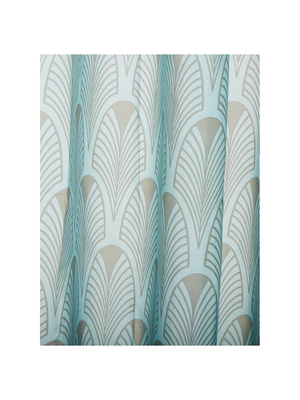 Cortina de baño Ashville, estilo Art Déco, 100% poliéster, con impresión digital
Repelente al agua, no impermeable, Azul menta, gris, An 180 x L 200 cm