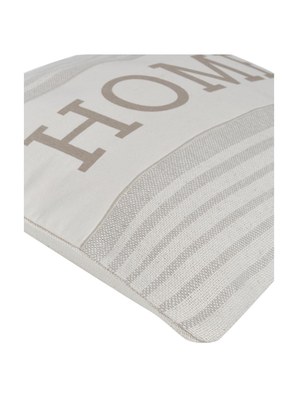 Housse de coussin 45x45 Home, 100 % coton, certifié GRS, Blanc crème, beige, larg. 45 x long. 45 cm