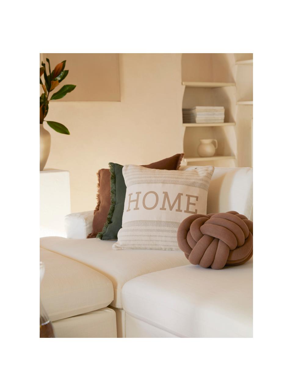 Copricuscino a righe in cotone riciclato Home, 100% cotone certificato GRS, Crema, beige, Larg. 45 x Lung. 45 cm