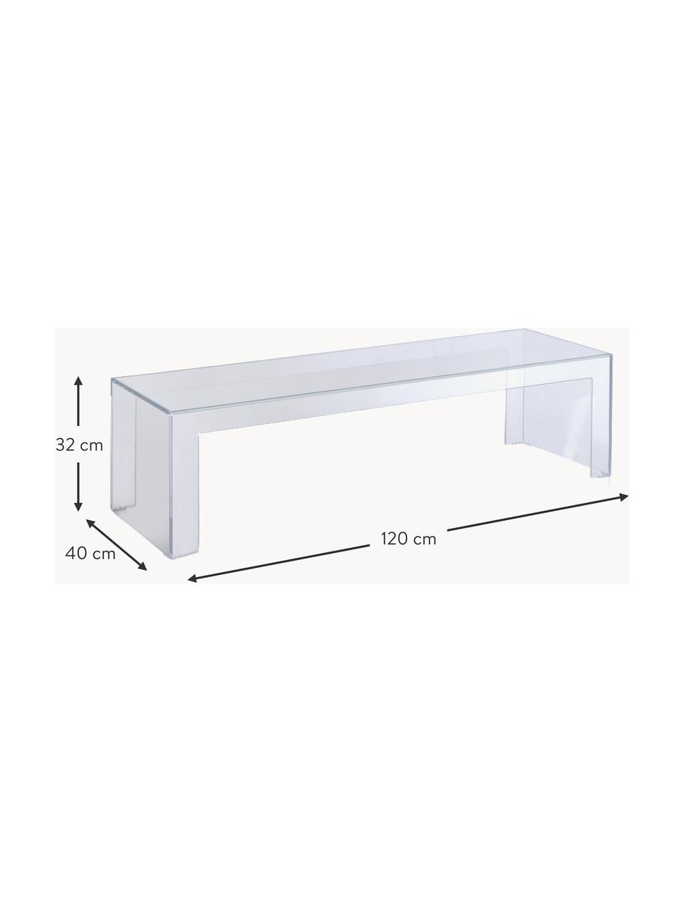 Tavolino da interno-esterno Invisible, Vetro acrilico, Trasparente, Larg. 120 x Prof. 40 cm