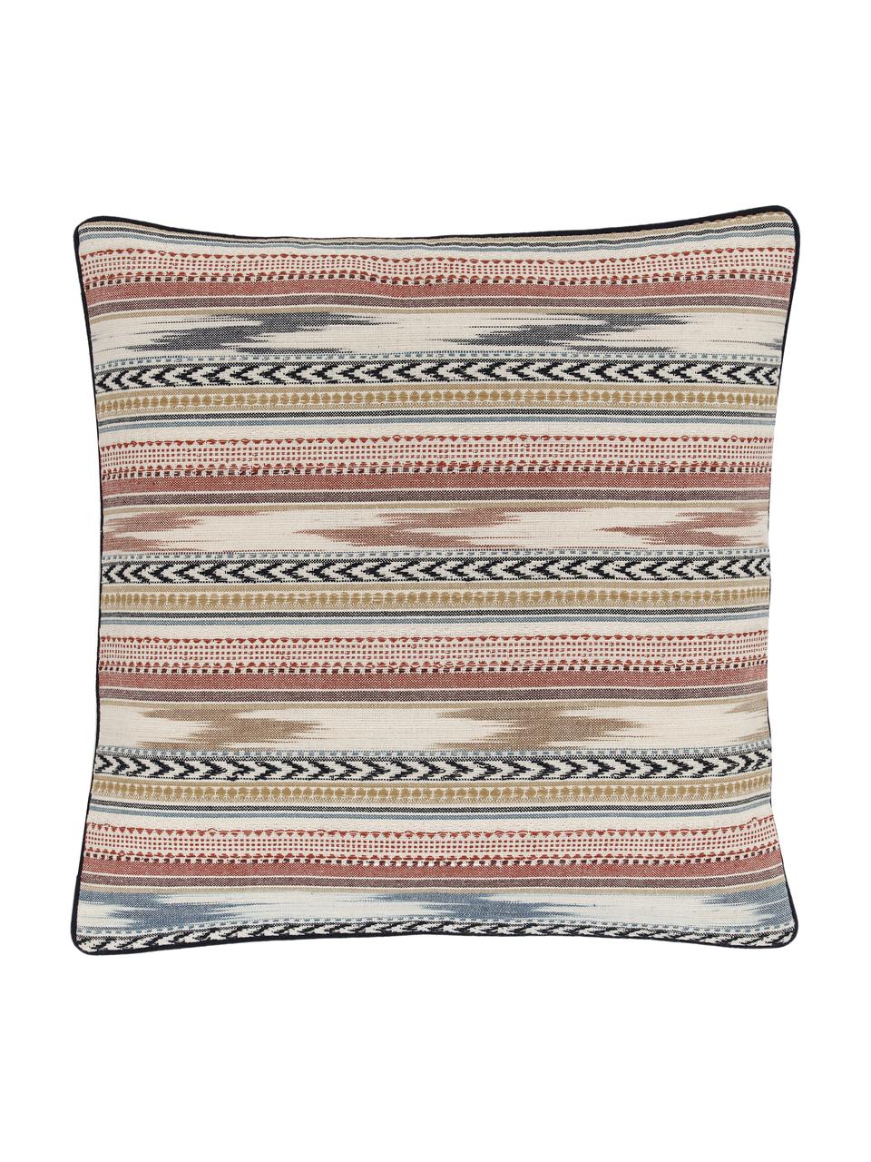 Poszewka na poduszkę z bawełny w stylu etno Maja, 100% bawełna, Beżowy, wielobarwny, we wzór, S 45 x D 45 cm
