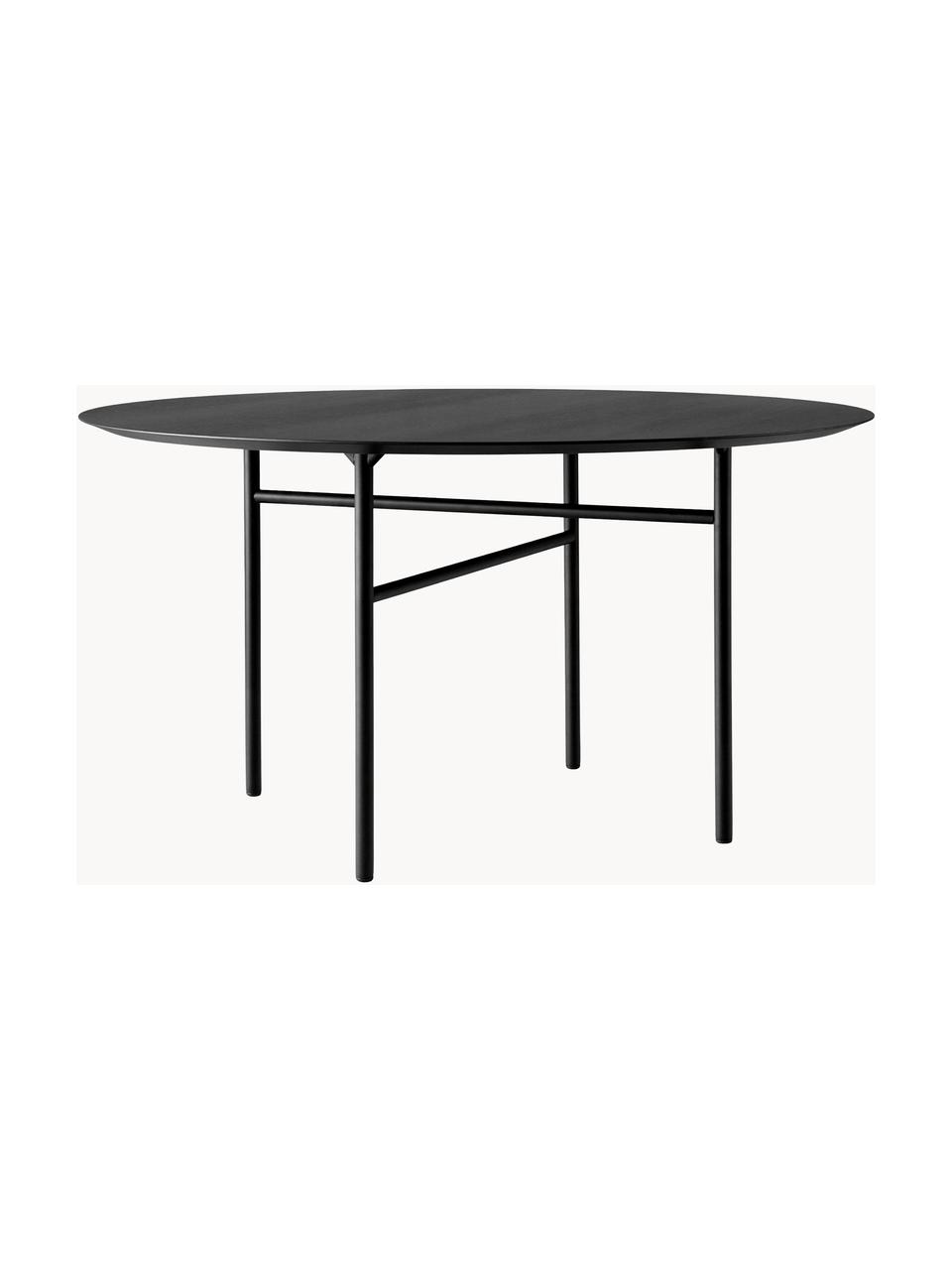 Mesa de comedor redonda Snaregade, Ø 138 cm, Tablero: fibras de densidad media , Estructura: metal con pintura en polv, Chapa de roble negro pintado, negro mate, Ø 138 x Al 73 cm