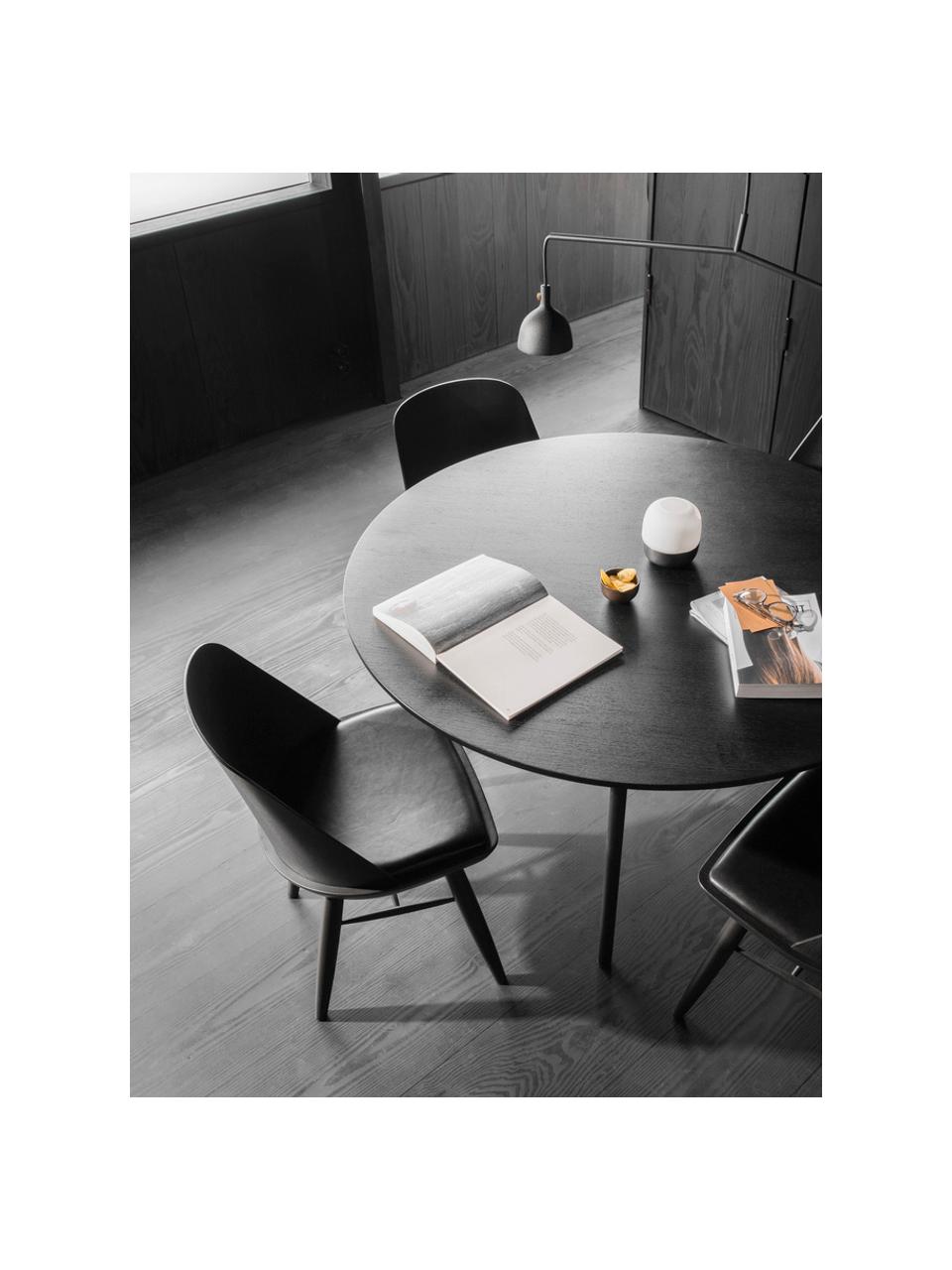 Mesa de comedor redonda Snaregade, Ø 138 cm, Tablero: fibras de densidad media , Estructura: metal con pintura en polv, Madera, gris antracita recubierto, negro, Ø 138 x Al 73 cm