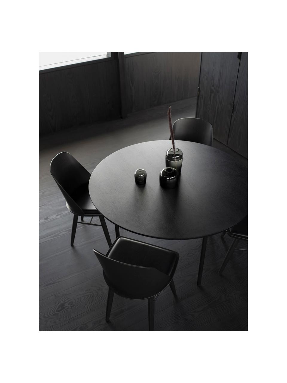 Tavolo da pranzo rotondo Snaregade, Ø 138 cm, Struttura: metallo verniciato a polv, Legno laccato color antracite, nero, Ø 138 x Alt. 73 cm