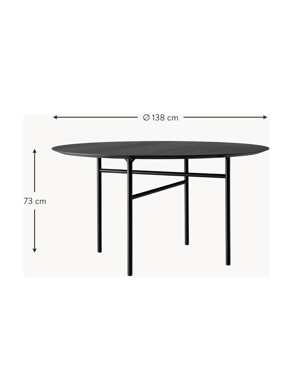 Mesa de comedor redonda Snaregade, Ø 138 cm, Tablero: fibras de densidad media , Estructura: metal con pintura en polv, Madera, gris antracita recubierto, negro, Ø 138 x Al 73 cm