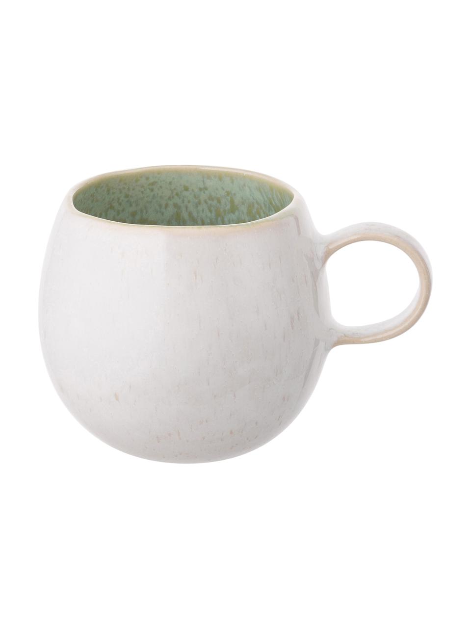 Tasse à thé peinte à la main Areia, 2 pièces, Menthe, blanc cassé, beige
