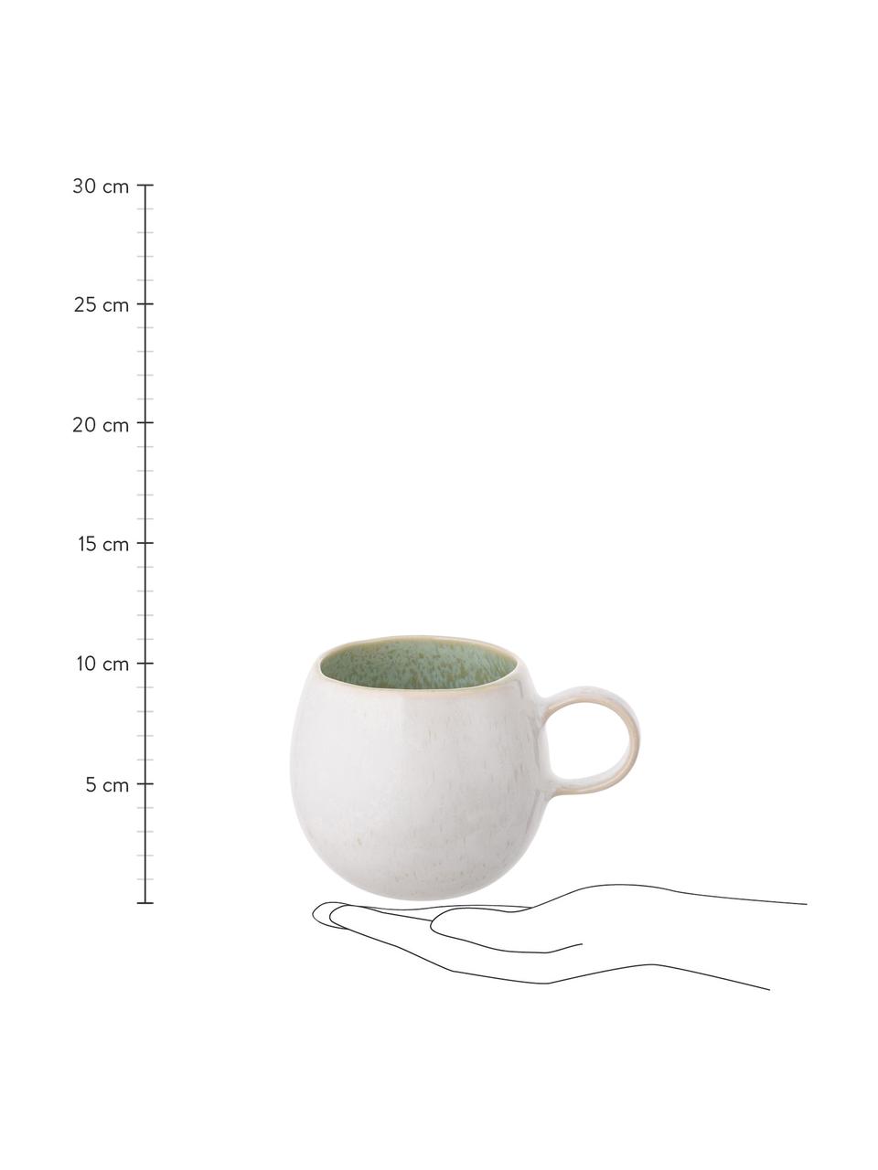 Tazas originales de té artesanales Areia, 2 uds., Gres, Menta, blanco crudo, beige, Ø 9 x Al 10 cm