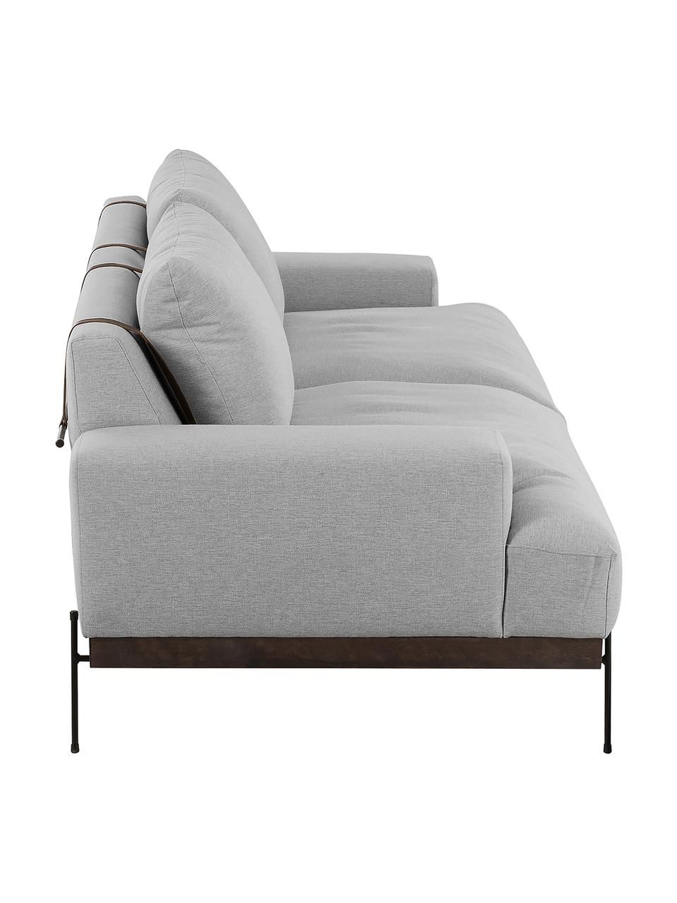 Sofa Brooks (3-Sitzer) mit Metall-Füßen, Bezug: Polyester Der Bezug ist n, Gestell: Massives Kiefernholz, FSC, Rahmen: Lackiertes Kiefernholz, F, Füße: Metall, pulverbeschichtet, Webstoff Grau, B 230 x T 98 cm