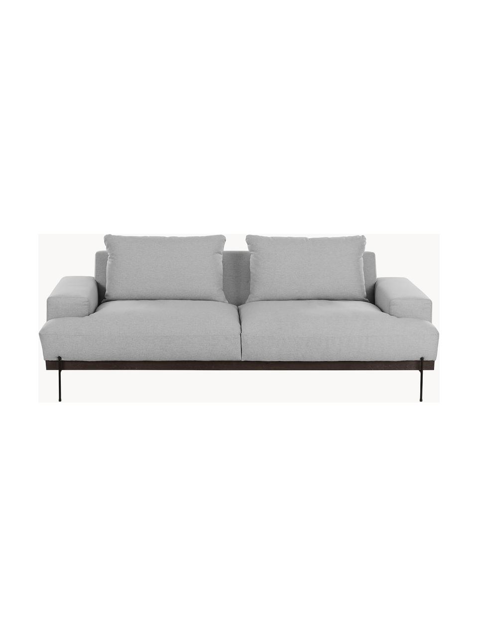 Sofa Brooks (3-Sitzer) mit Metall-Füßen, Bezug: Polyester Der Bezug ist n, Gestell: Massives Kiefernholz, Rahmen: Lackiertes Kiefernholz, Füße: Metall, pulverbeschichtet, Webstoff Grau, B 230 x T 98 cm