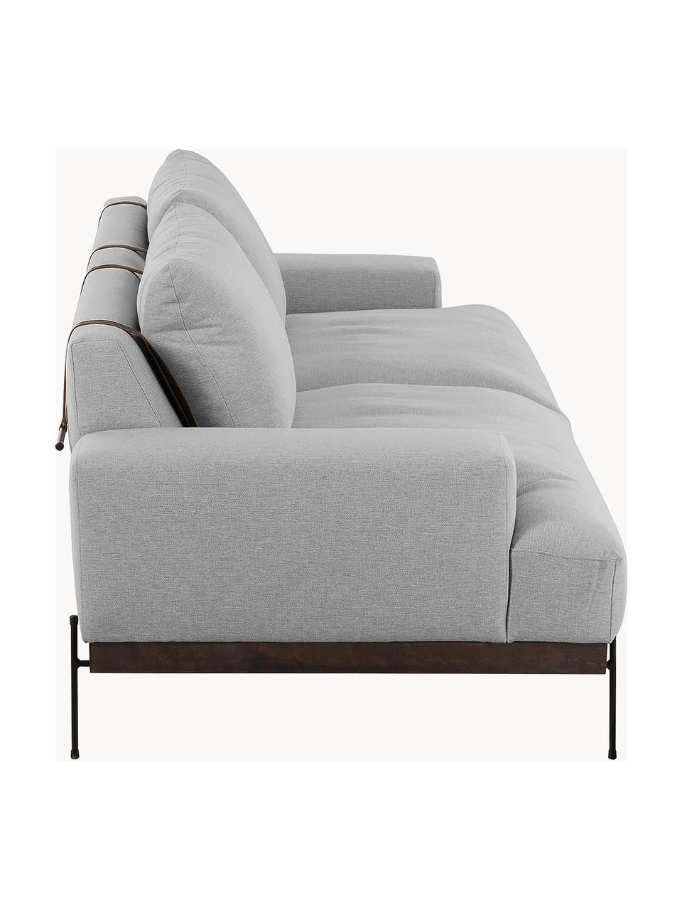 Sofa Brooks (3-Sitzer) mit Metall-Füssen, Bezug: Polyester Der Bezug ist n, Gestell: Massives Kiefernholz, Rahmen: Lackiertes Kiefernholz, Webstoff Grau, B 230 x T 98 cm