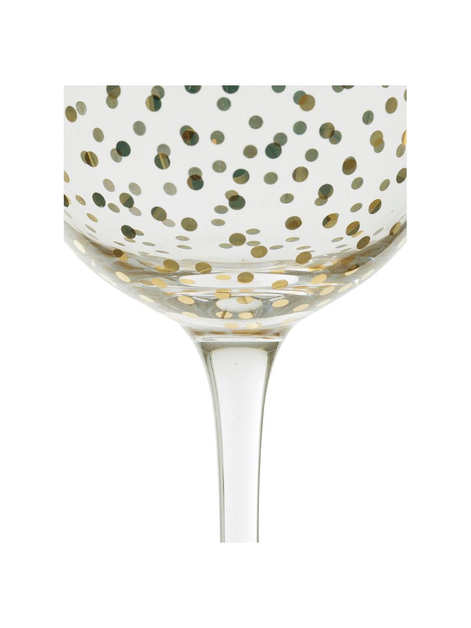 Bicchiere vino con puntini dorati Scintille 4 pz, Vetro, Trasparente, dorato, Ø 7 x Alt. 22 cm