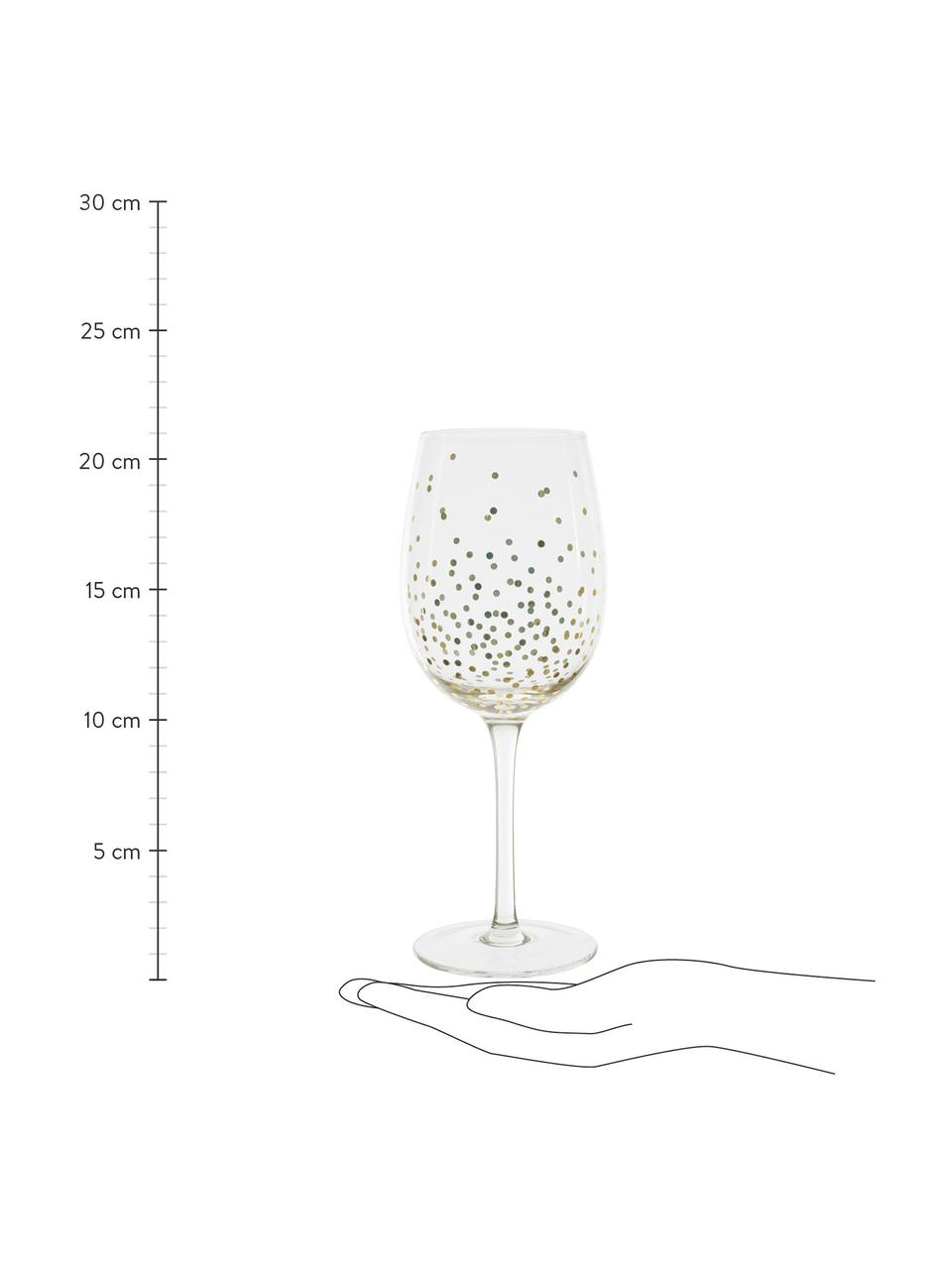 Bicchiere vino con puntini dorati Scintille 4 pz, Vetro, Trasparente, dorato, Ø 7 x Alt. 22 cm