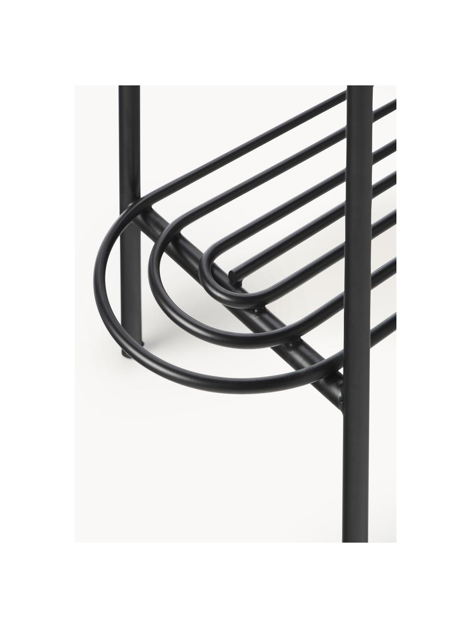 Grote plantenpot Azalea met frame en plank in zwart, Gecoat metaal, Zwart, B 60 x H 68 cm