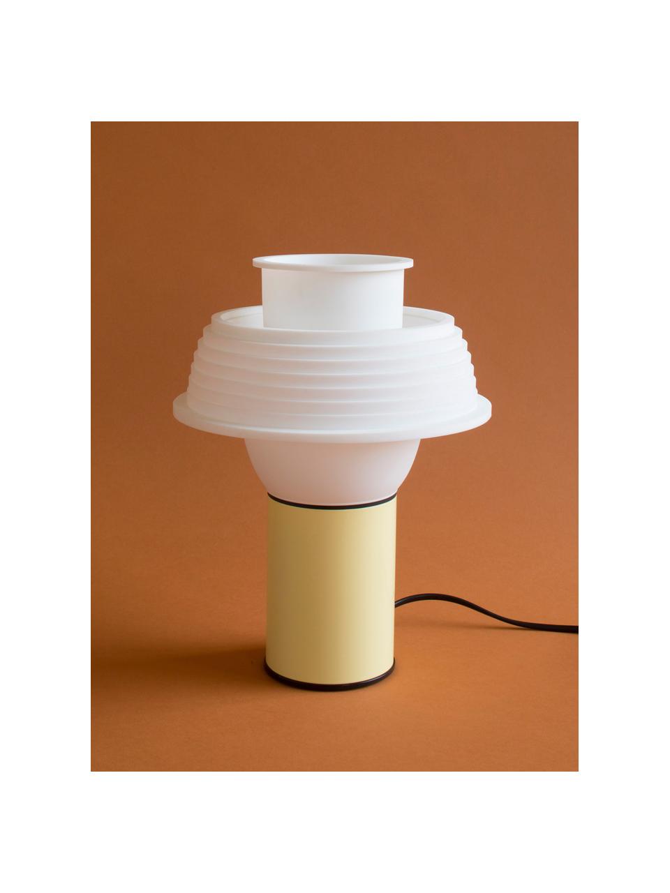 Kleine Tischlampe TL2, Lampenschirm: Silikon, Hellgelb, Weiß, Schwarz, Ø 22 x H 28 cm