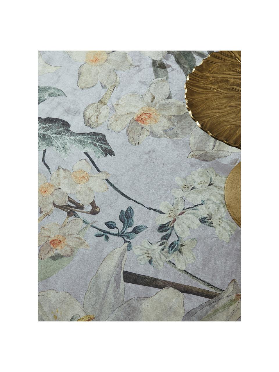 Teppich Rosalee mit Blumenmuster, 60% Polyester, 30% thermoplastisches Polyurethan, 10% Baumwolle, Hellgrau, Mehrfarbig, B 180 x L 240 cm (Grösse M)