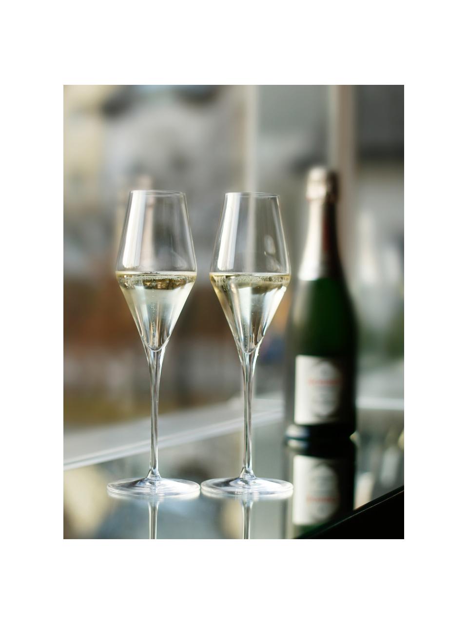 Flûtes à champagne en cristal Quatrophil, 6 pièces, Cristal, Transparent, Ø 8 x haut. 26 cm, 290 ml