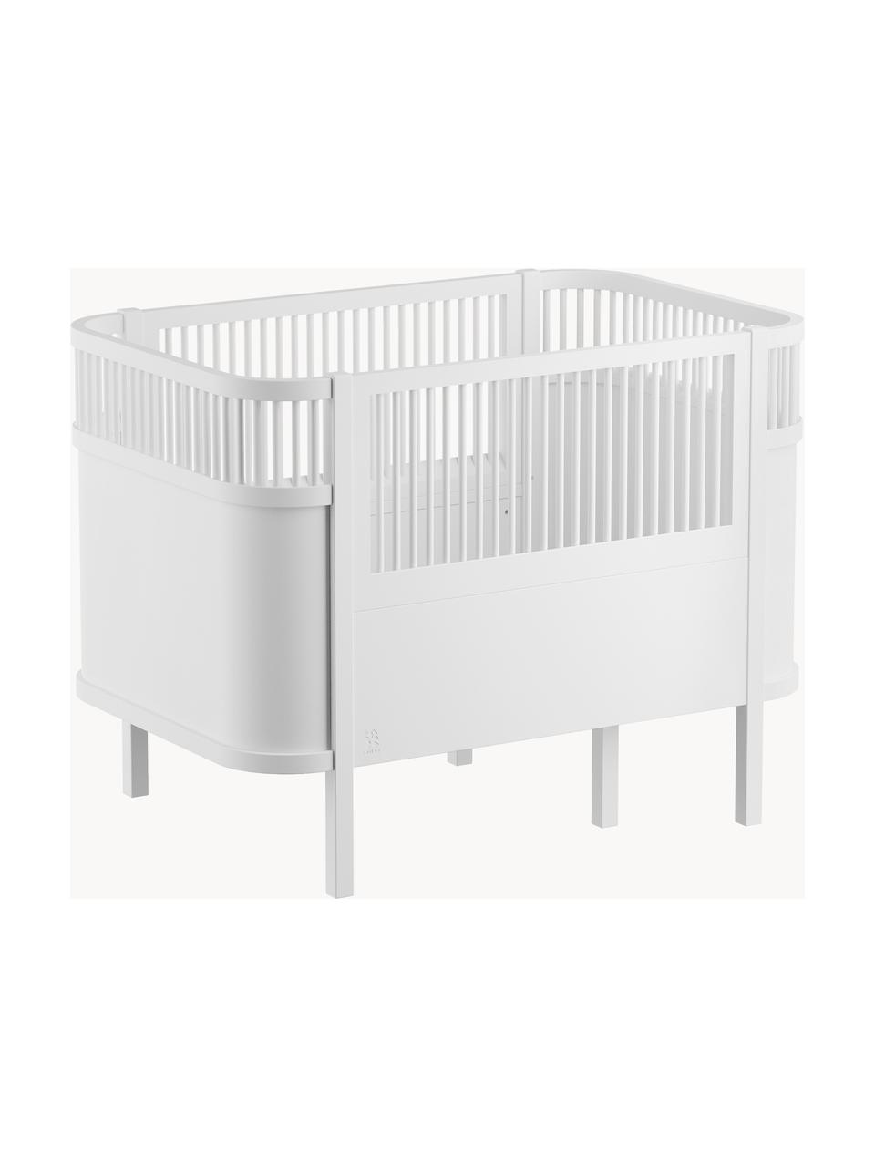 Cama infantil extensible de madera de abedul Baby & Jr., 70 x 110/150 cm, Madera de abedul, pintada, Blanco, An 70 x L 110/150 cm