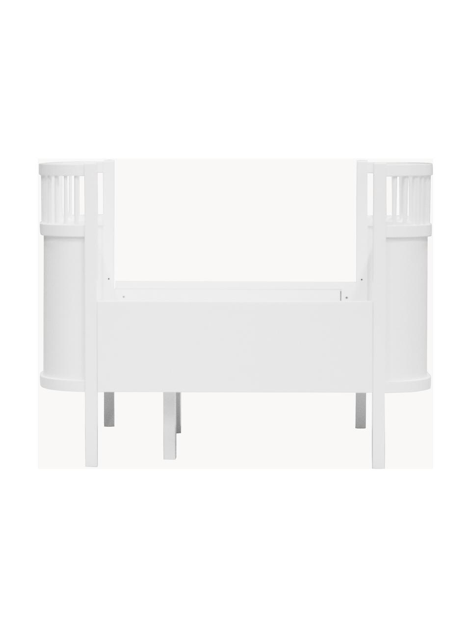 Cama infantil extensible de madera de abedul Baby & Jr., 70 x 110/150 cm, Madera de abedul, pintada, Blanco, An 70 x L 110/150 cm