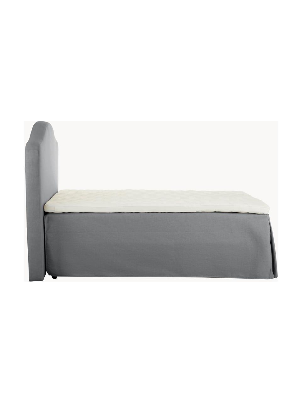 Premium Boxspringbett Dahlia, Füße: Massives Birkenholz, lack, Webstoff Dunkelgrau, B 140 x L 200 cm, Härtegrad H2