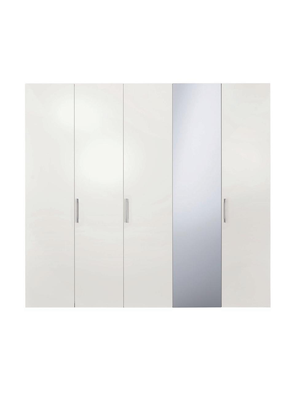 Drehtürenschrank Madison 5-türig mit Spiegeltür, inkl. Montageservice, Korpus: Holzwerkstoffplatten, lac, Weiß, mit Spiegeltür, B 252 x H 230 cm