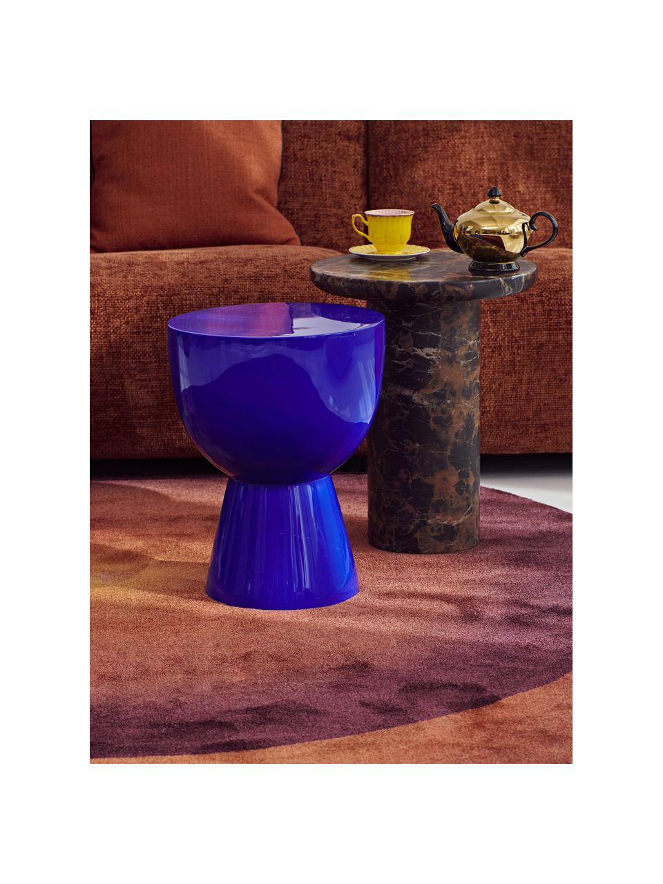Mesa auxiliar redonda Tam Tam, Plástico pintado, Azul real, Ø 36 x Al 46 cm