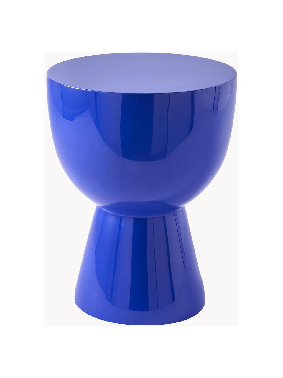 Kulatý odkládací stolek Tam Tam, Lakovaná umělá hmota, Královská modrá, Ø 36 cm, V 46 cm