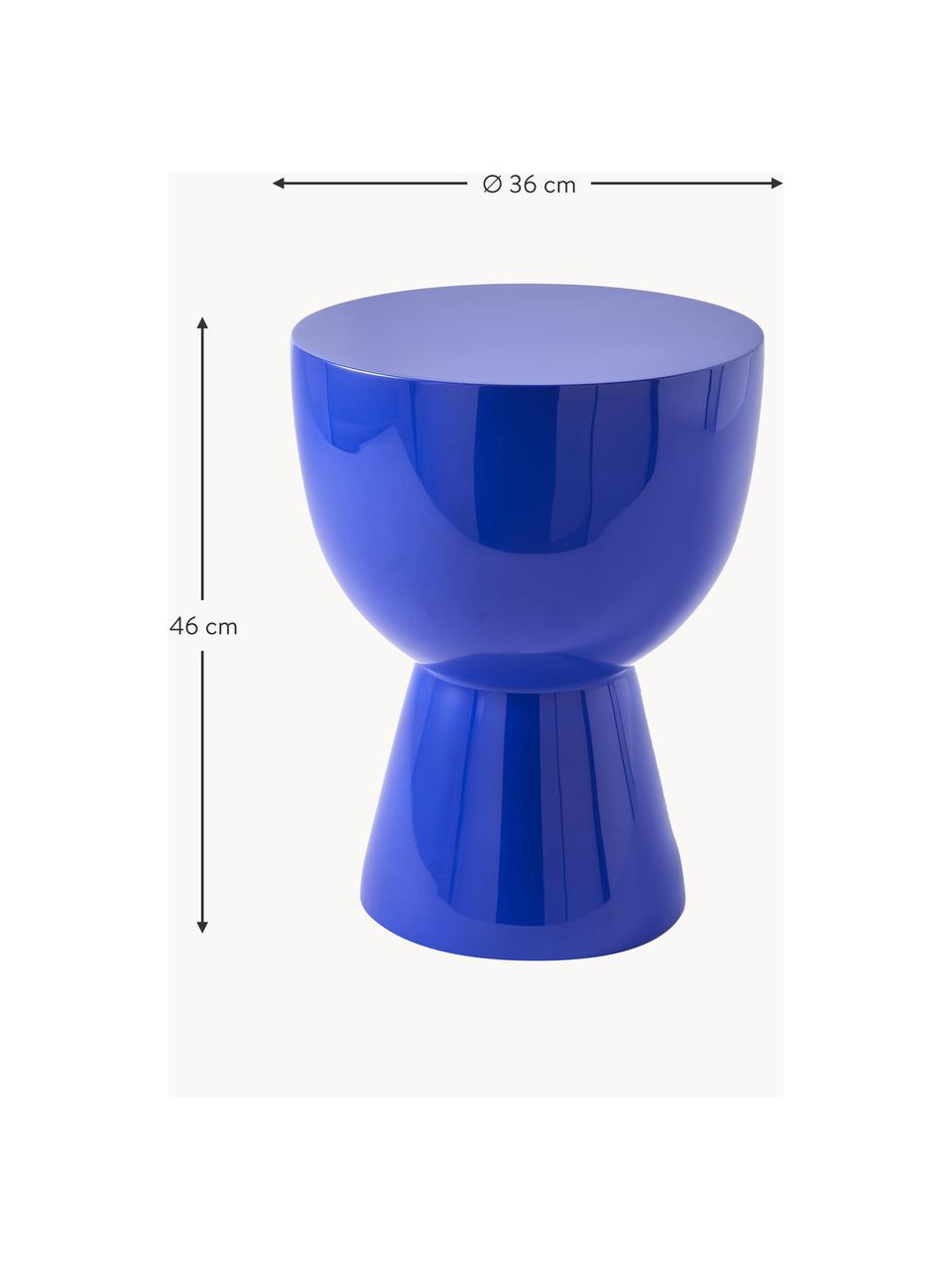 Tavolino rotondo Tam Tam, Plastica laccata, Blu elettrico, Ø 36 x Alt. 46 cm