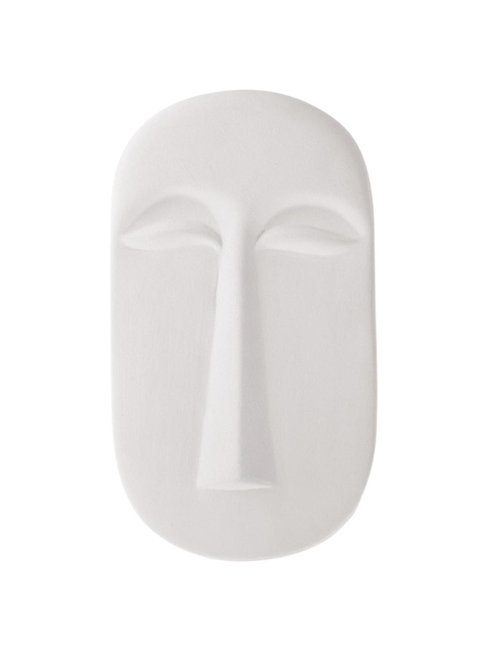 Decorazione da parete in ceramica Mask, Ceramica, Bianco, Larg. 13 x Prof. 24 cm