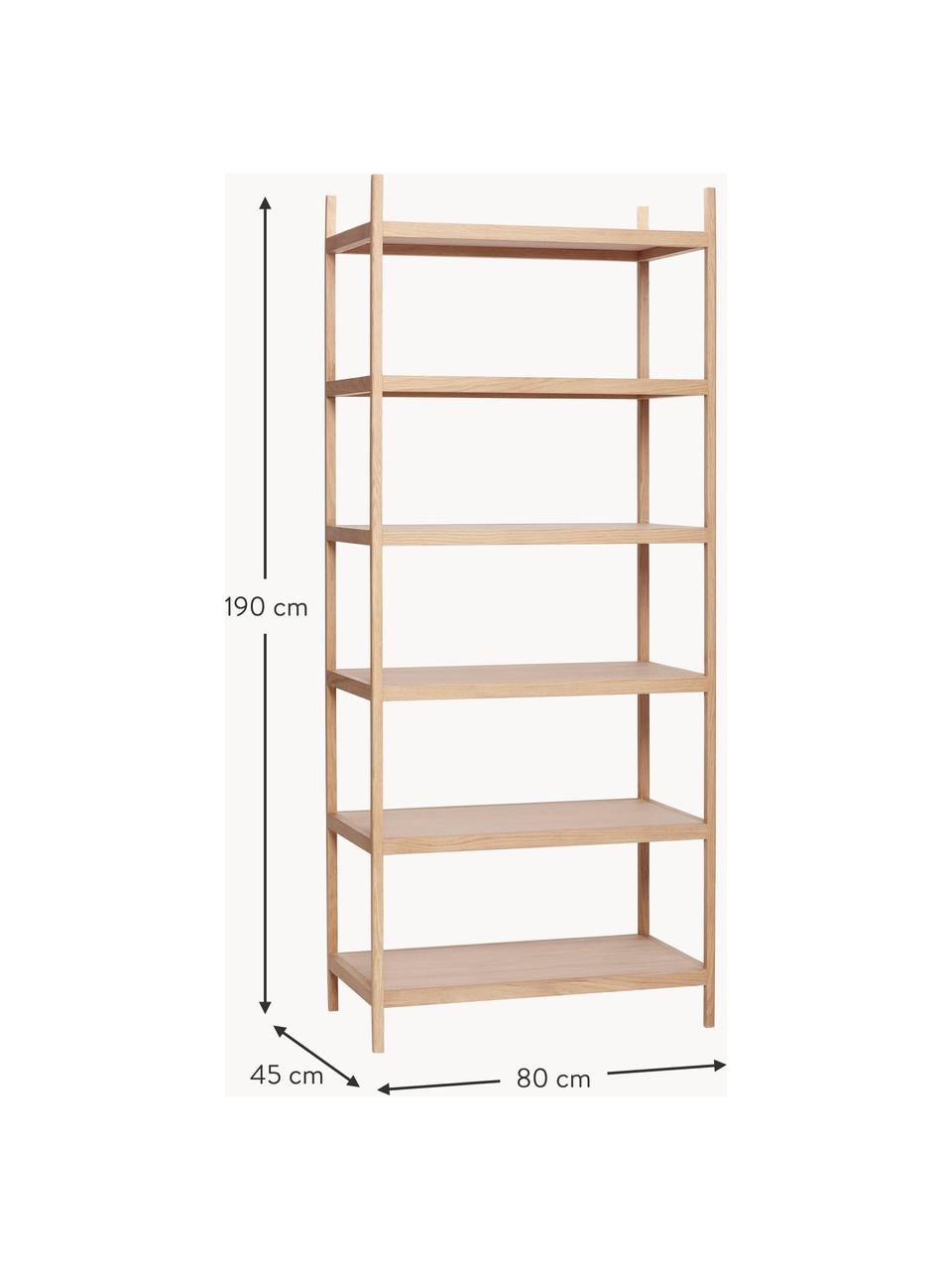 Hoge houten wandrek Bibliotheek, Eikenhoutfineer, eikenhout

Dit product is gemaakt van duurzaam geproduceerd, FSC®-gecertificeerd hout., Eikenhout, B 80 x H 190 cm