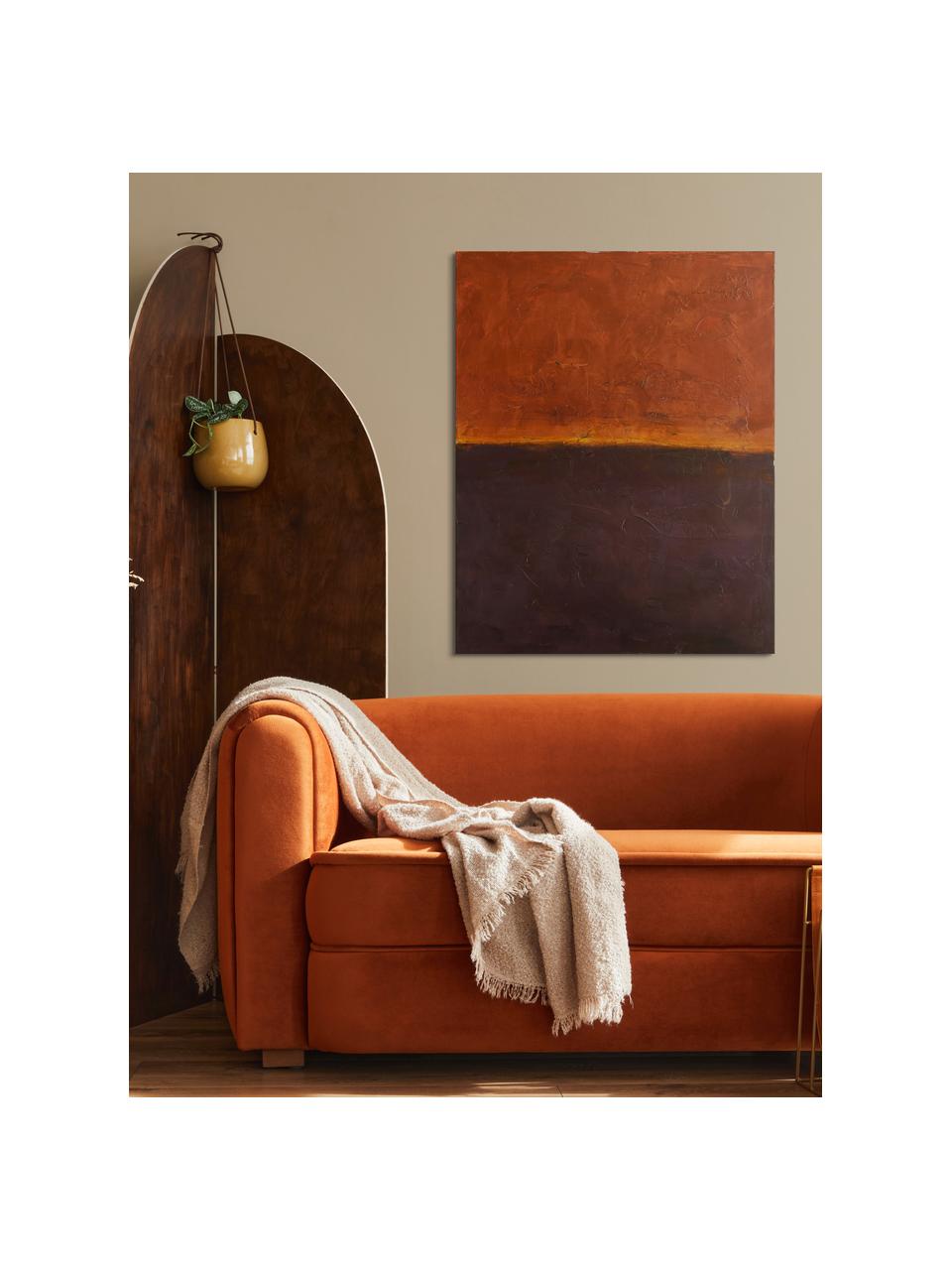 Peinture sur toile réalisée à la main Edge Red, Aubergine, orange, larg. 88 x haut. 118 cm