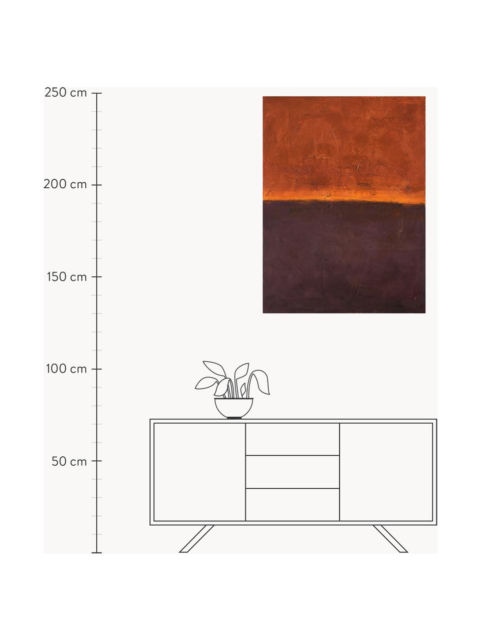 Handgemaltes Leinwandbild Edge Red, Aubergine, Orange, B 98 x H 148 cm