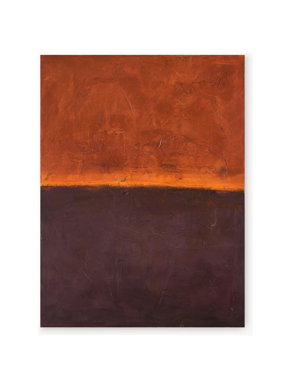 Handgemaltes Leinwandbild Edge Red, Aubergine, Orange, B 98 x H 148 cm