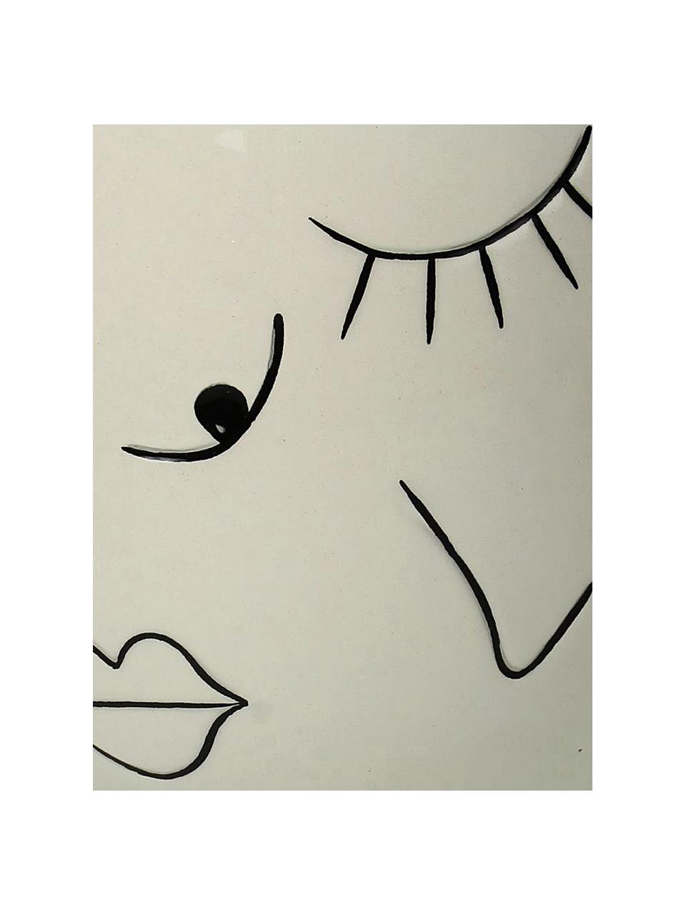 Portavaso di design in gres Eyes, Gres, Bianco latteo, nero, Ø 14 x Alt. 16 cm