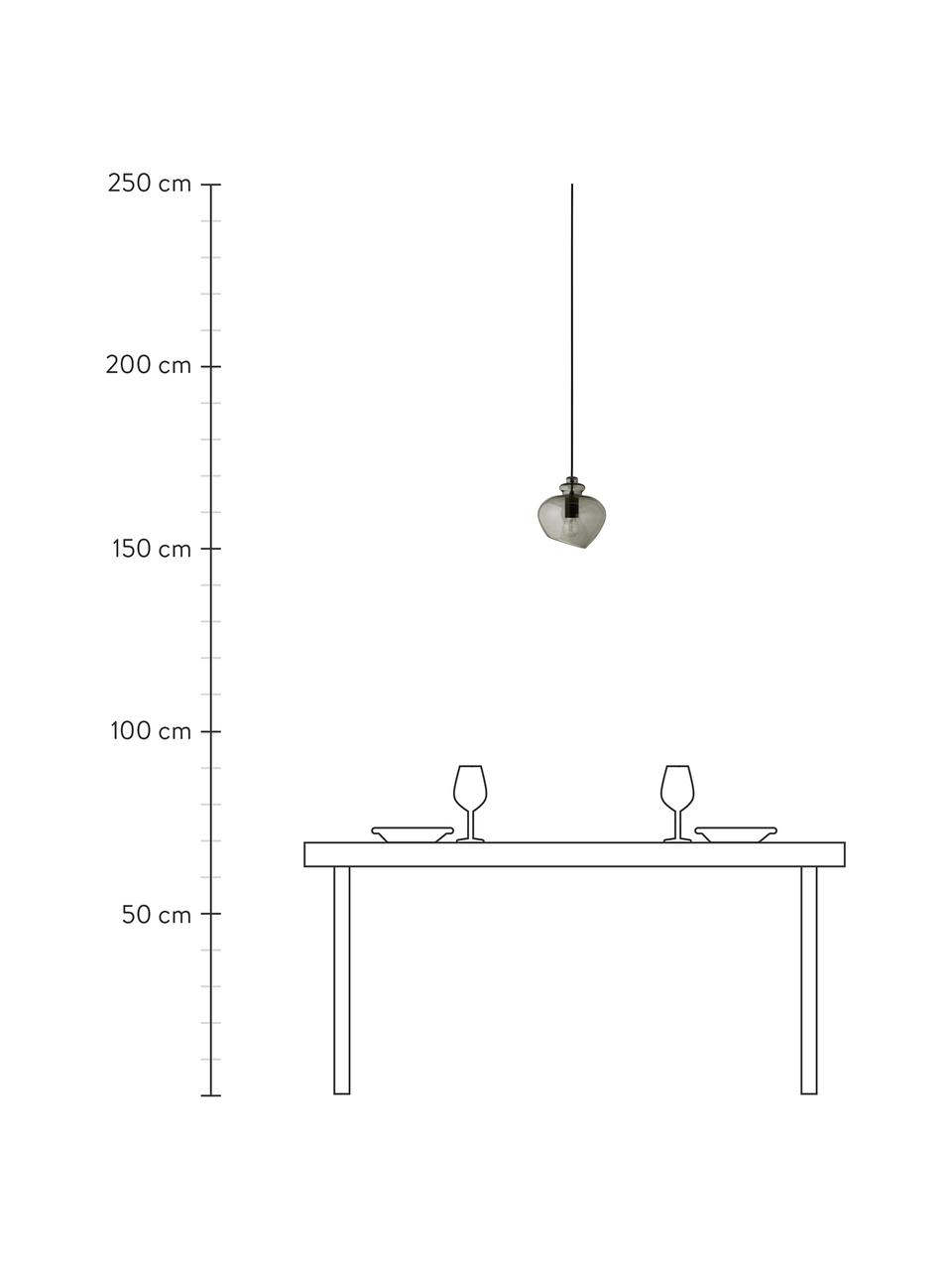 Kleine design hanglamp Grace van glas, Lampenkap: glas, Grijs, Ø 21 x H 26 cm