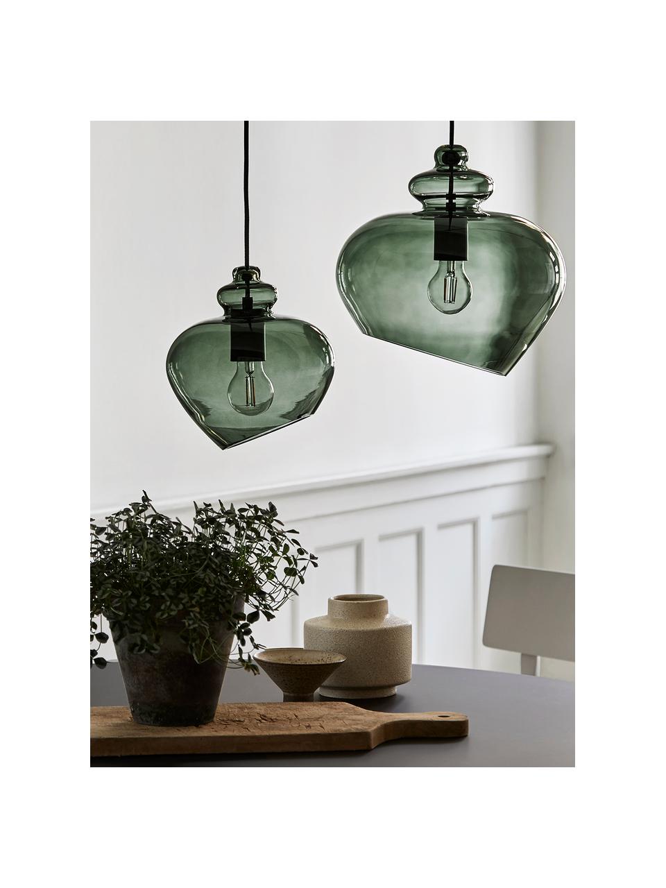 Kleine design hanglamp Grace van glas, Lampenkap: glas, Grijs, Ø 21 x H 26 cm