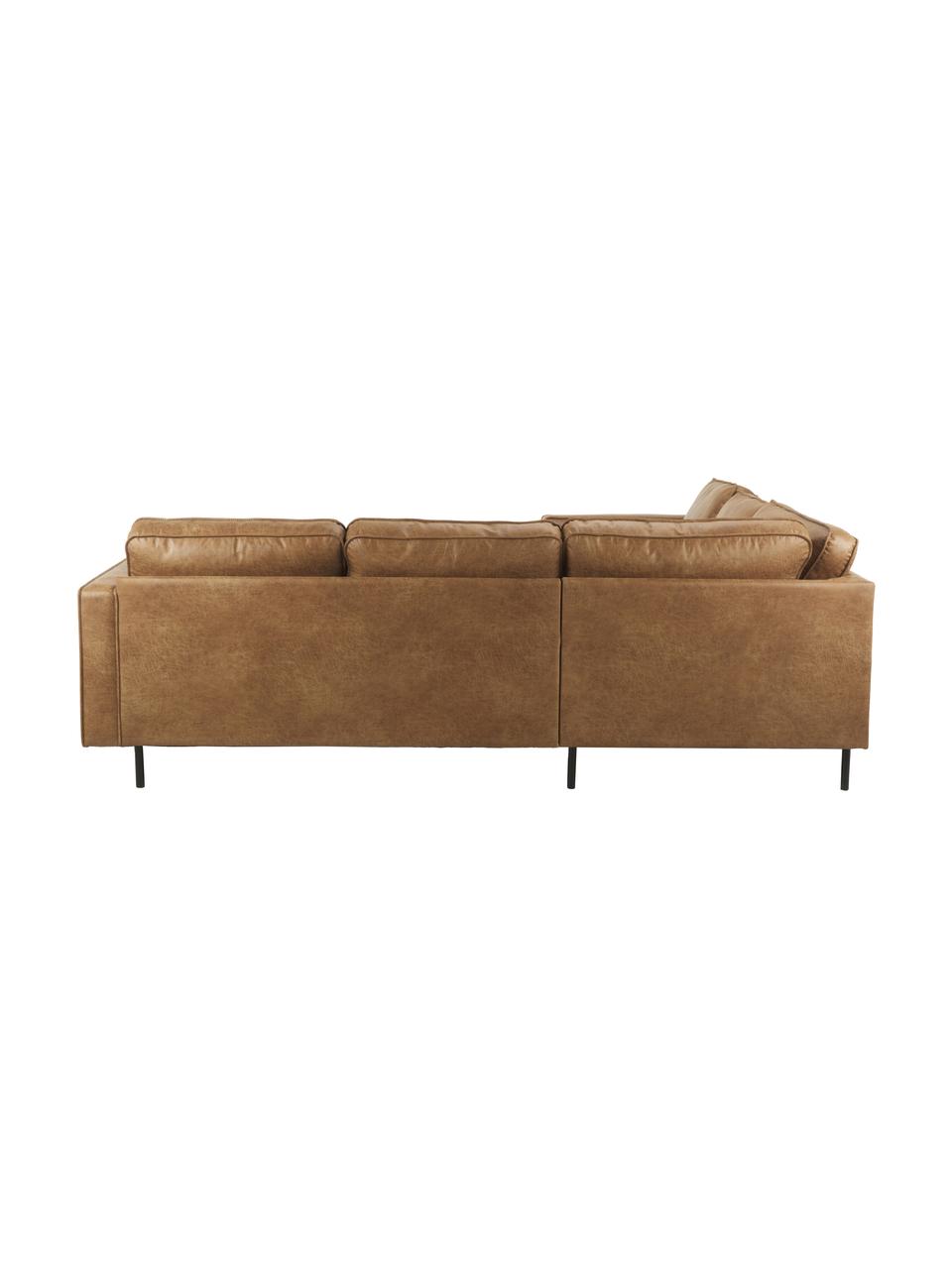 Sofa narożna ze skóry z recyklingu Hunter, Tapicerka: 70% skóra z recyklingu, 3, Stelaż: lite drewno sosnowe z cer, Nogi: metal malowany proszkowo, Brązowa skóra, S 235 x G 235 cm