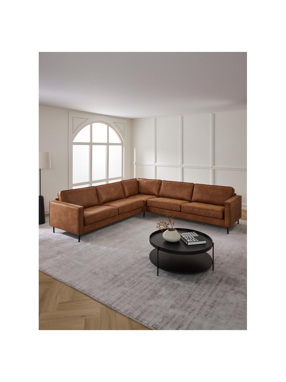 Wohnlandschaft Hunter aus recyceltem Leder, Bezug: 70% recyceltes Leder, 30%, Gestell: Massives Kiefernholz, hoc, Leder Braun, B 235 x T 235 cm