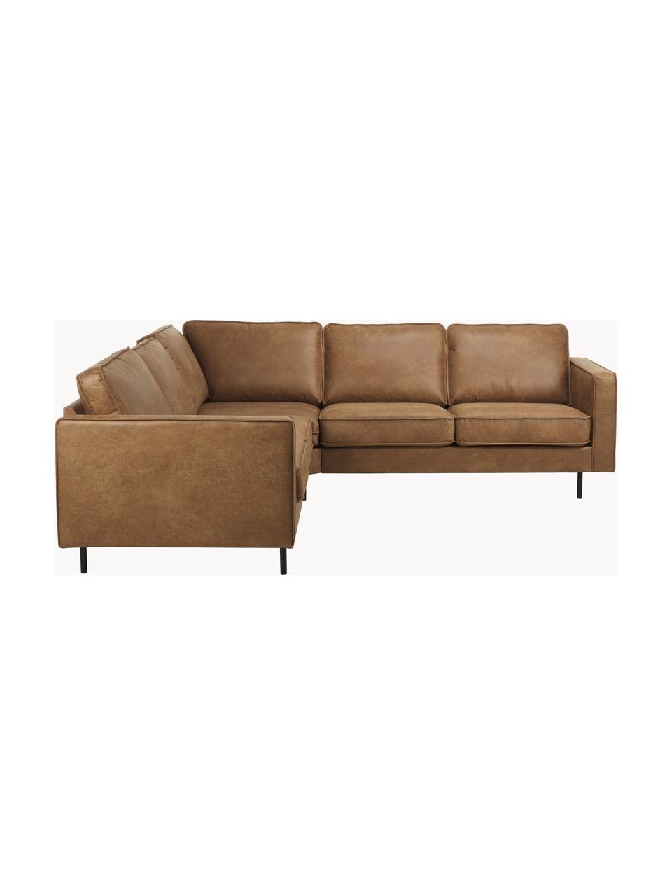 Canapé d'angles en cuir recyclé Hunter, Cuir brun, larg. 235 x prof. 235 cm