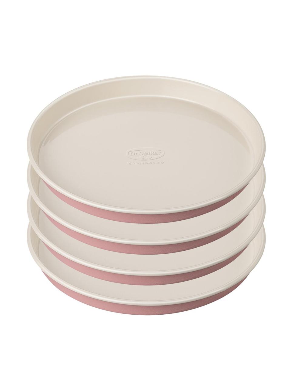 Schichtkuchen-Backform Rosalie mit Antihaft-Beschichtung, 4er-Set, Stahl mit keramisch verstärkter Antihaft-Beschichtung, Rosa, Cremefarben, Ø 17 x H 3 cm
