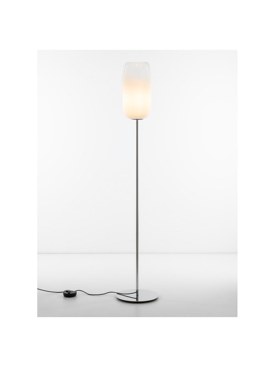 Lampadaire soufflé bouche Gople, Blanc, argenté, haut. 170 cm