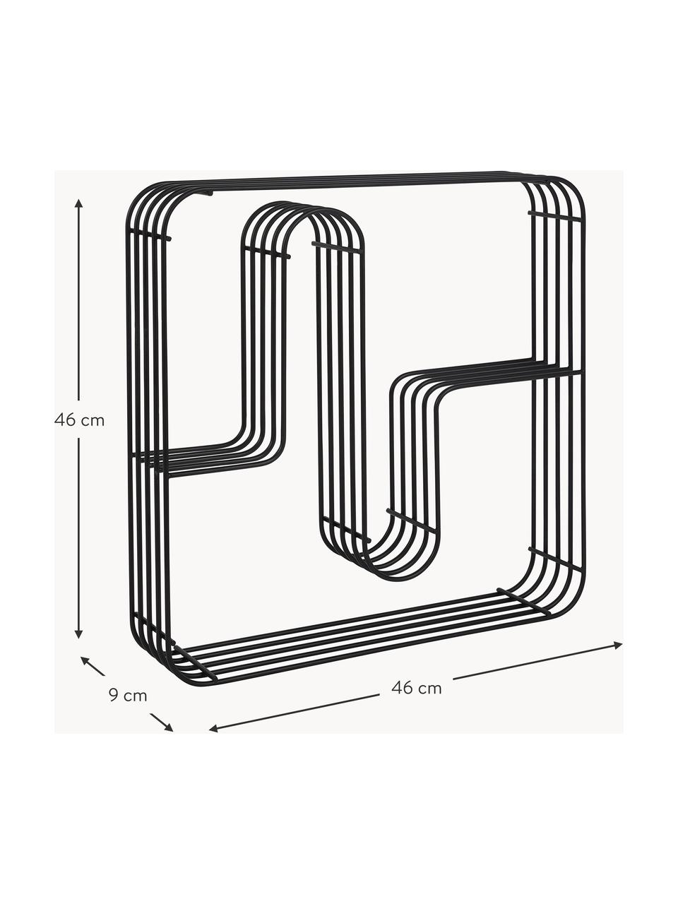 Półka ścienna z metalu Curva, Stal malowana proszkowo, Czarny, matowy, S 46 x D 46 cm