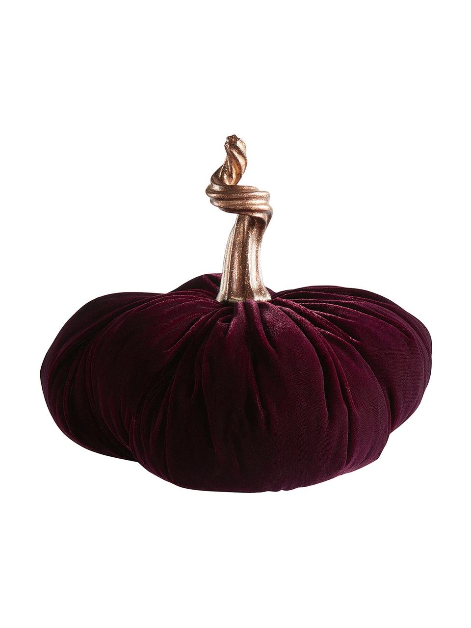 Calabaza decorativa de terciopelo Pumpis, 15% poliresina, 35% acrílico, 25% poliéster, 25% relleno de arena de cuarzo, Rojo, Ø 22 x Al 21